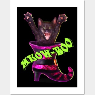 Cute Boo Cat Halloween puss in boot Posters and Art